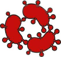 eben Stil Bakterien Symbol im rot Farbe. vektor