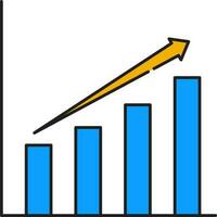 wachsend Bar Graph Symbol im Blau und Gelb Farbe. vektor