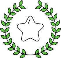 platt stil stjärna med laurel krans grön och vit ikon. vektor