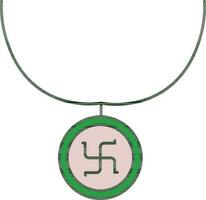 Hakenkreuz Anhänger oder Medaillon Symbol im Grün und Rosa Farbe. vektor