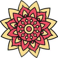 Gelb und rot Blütenblatt Mandala Symbol oder Symbol. vektor