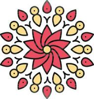 rot und Gelb Filigran Blume Mandala Symbol. vektor