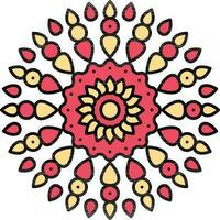 Filigran Mandala Blume Symbol im rot und Gelb Farbe. vektor