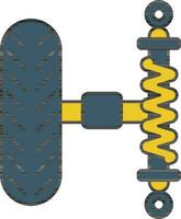 hjul suspension ikon i blå och gul Färg. vektor