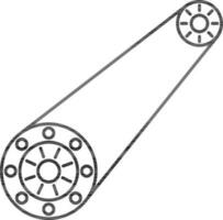 Kettenrad Rad mit Kette Symbol im schwarz Umriss. vektor