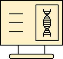 dna strukturera i skrivbordet skärm gul och svart ikon eller symbol. vektor