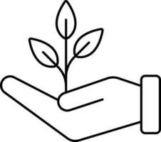 Hand halten Pflanze Symbol im schwarz Linie Kunst. vektor