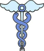 Blau Caduceus Symbol im eben Stil. vektor