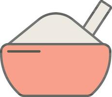Löffel im Reis Schüssel Symbol im Pfirsich und Weiß Farbe. vektor