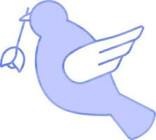 fågel bärande blomma ikon i blå och vit Färg. vektor