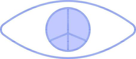 blå och vit Färg fred symbol i öga ikon. vektor