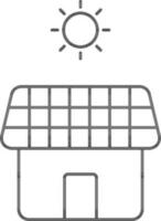 sol- panel hus med Sol linje konst. vektor