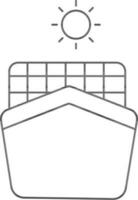 svart linje konst illustration av sol- båt ikon. vektor