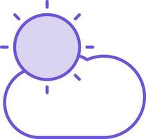 Wolke mit Sonne Symbol im lila und Weiß Farbe. vektor