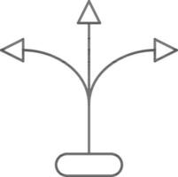 drei Richtung Weg Symbol im schwarz Umriss. vektor