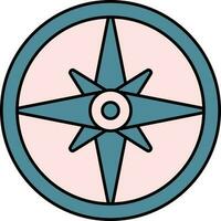 blaugrün und Rosa Kompass Symbol im eben Stil. vektor