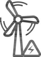 Wind Turbine Symbol im schwarz Linie Kunst. vektor