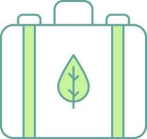 resväska med blad ikon i grön och vit Färg. vektor