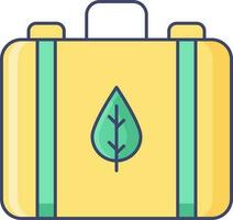 resväska med blad ikon i gul och grön Färg. vektor