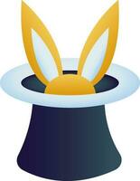 kanin i hatt gul och blå ikon eller symbol. vektor