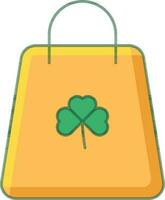 bära väska med vitklöver blad symbol ikon i gul och grön Färg. vektor