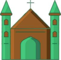 kyrka ikon i grön och brun Färg. vektor