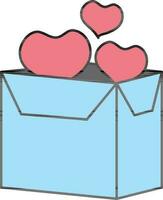 Überraschung Geschenk Box mit fliegen Herzen Symbol im Rosa und Blau Farbe. vektor