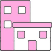 bygga ikon eller symbol i rosa och vit Färg. vektor