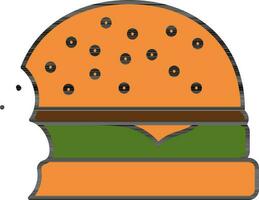 Hälfte gegessen Burger bunt Symbol oder Symbol. vektor