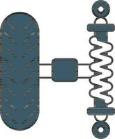 hjul suspension ikon i blå och vit Färg. vektor