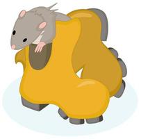 Vektorbild einer Ratte, die in einem Stiefel sitzt vektor