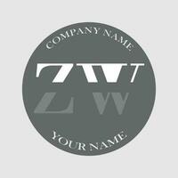 Initiale zw Logo Brief Monogramm Luxus Hand gezeichnet vektor