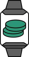 mynt i smart klocka för uppkopplad betala ikon i grön och grå Färg. vektor