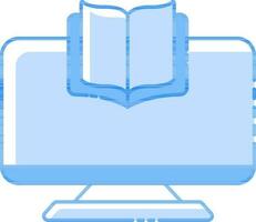 öffnen Buch im Desktop Bildschirm Blau Symbol. vektor