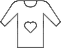 kärlek t-shirt ikon i svart linje konst. vektor