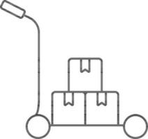 Hand Wagen mit Karton Symbol im Linie Kunst. vektor