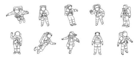 astronaut översikt illustration vektor uppsättning
