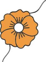 blommig rakhi handledsband ikon i orange och svart Färg. vektor