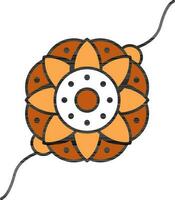 braun und Weiß Blumen- Rakhi-Armband Symbol im eben Stil. vektor