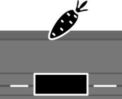 Rechteck Tafel mit Karotte Symbol im schwarz und Weiß Farbe. vektor