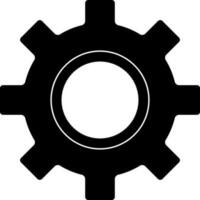 platt stil miljö eller kugghjul ikon i svart och vit Färg. vektor