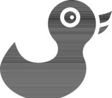 Ente Spielzeug Symbol im schwarz und Weiß Farbe. vektor