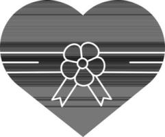 Herz gestalten Geschenk Box Symbol im schwarz und Weiß Farbe. vektor