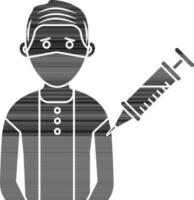 Mann Impfung Symbol im schwarz und Weiß Farbe. vektor