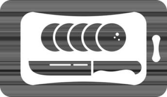 schwarz und Weiß Illustration von Messer auf Frühstück Tablett Symbol. vektor