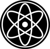 schwarz und Weiß Glyphe Symbol von Atom im eben Stil. vektor