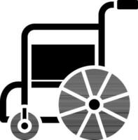 rullstol ikon i svart och vit Färg. vektor