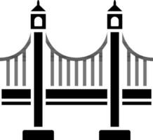 schwarz und Weiß London Brücke Symbol im eben Stil. vektor