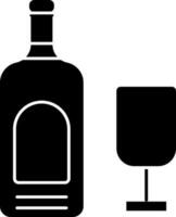 vin flaska och glas ikon i svart och vit Färg. vektor