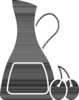 Olive Beere mit Krug Symbol im schwarz und Weiß Farbe. vektor
